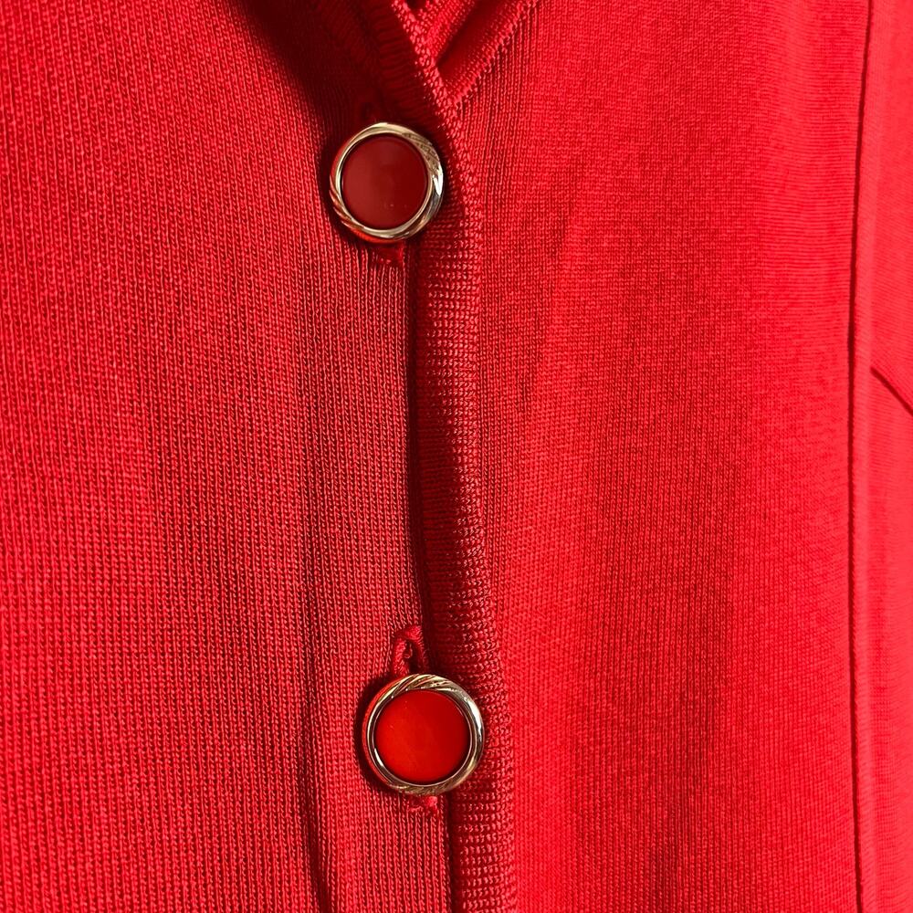 Exclusively Misook Solid Red Knit Button Front Sw… - image 9
